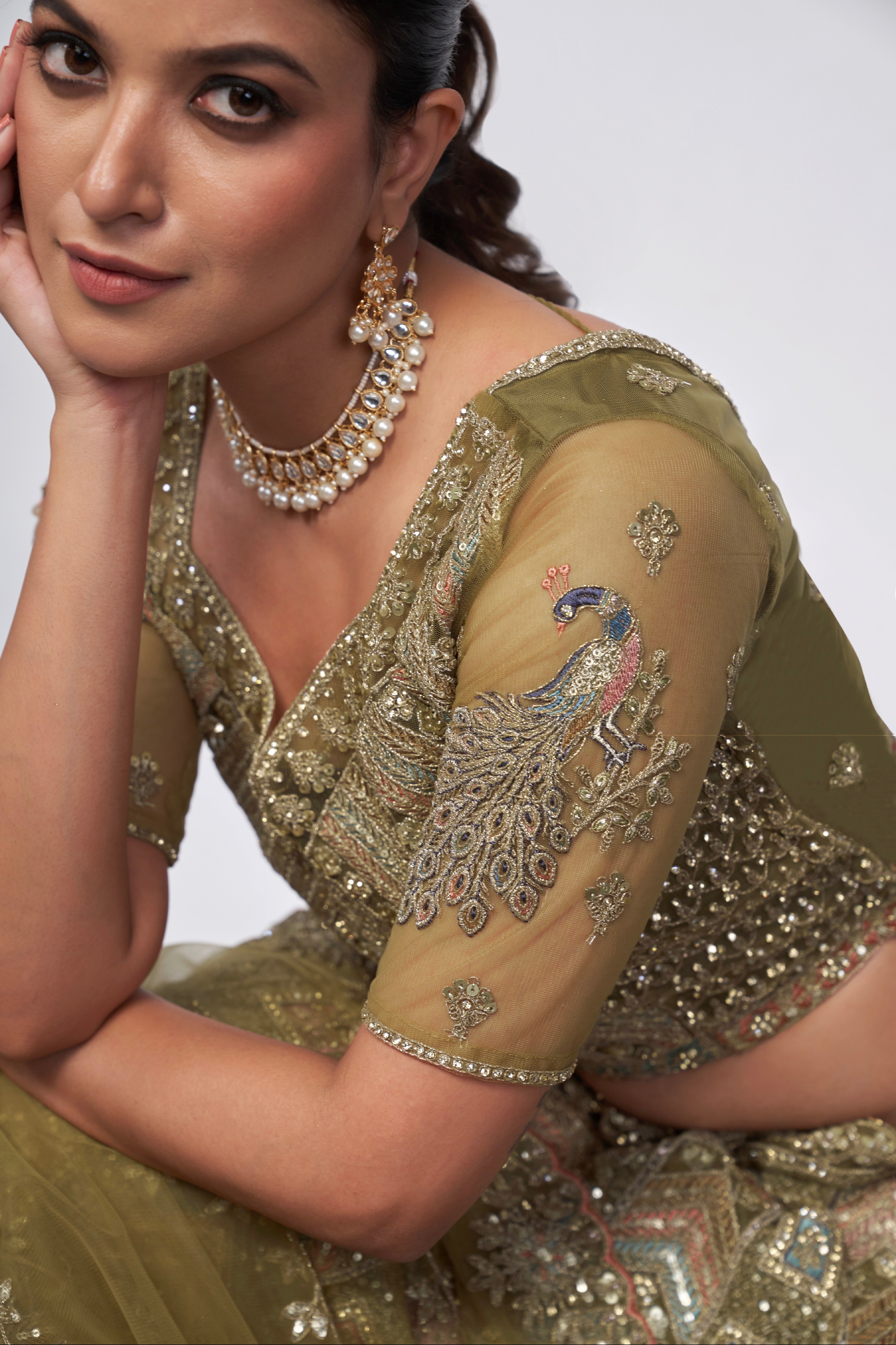 Elegant Green Bridal Lehenga Set