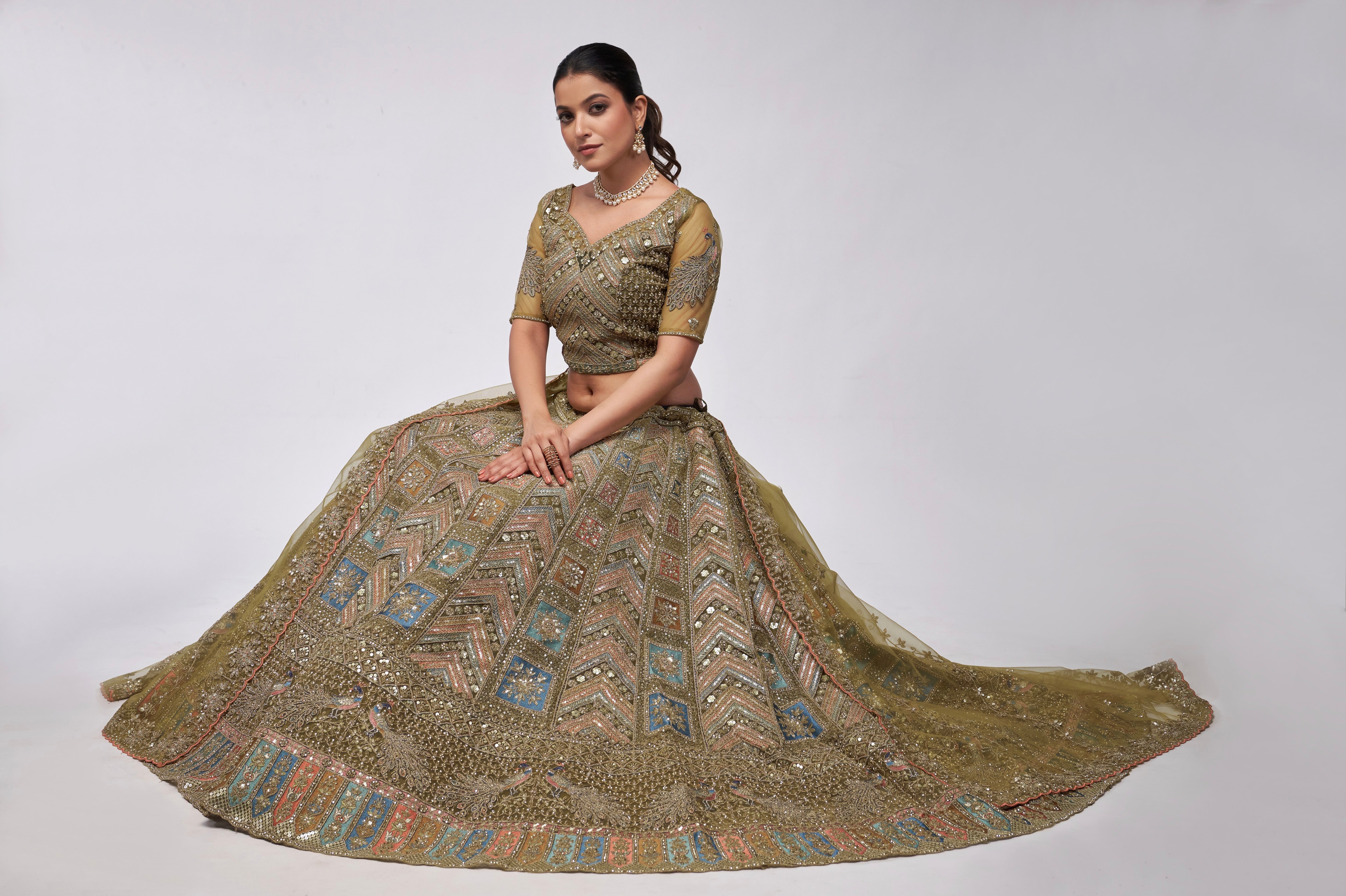 Elegant Green Bridal Lehenga Set