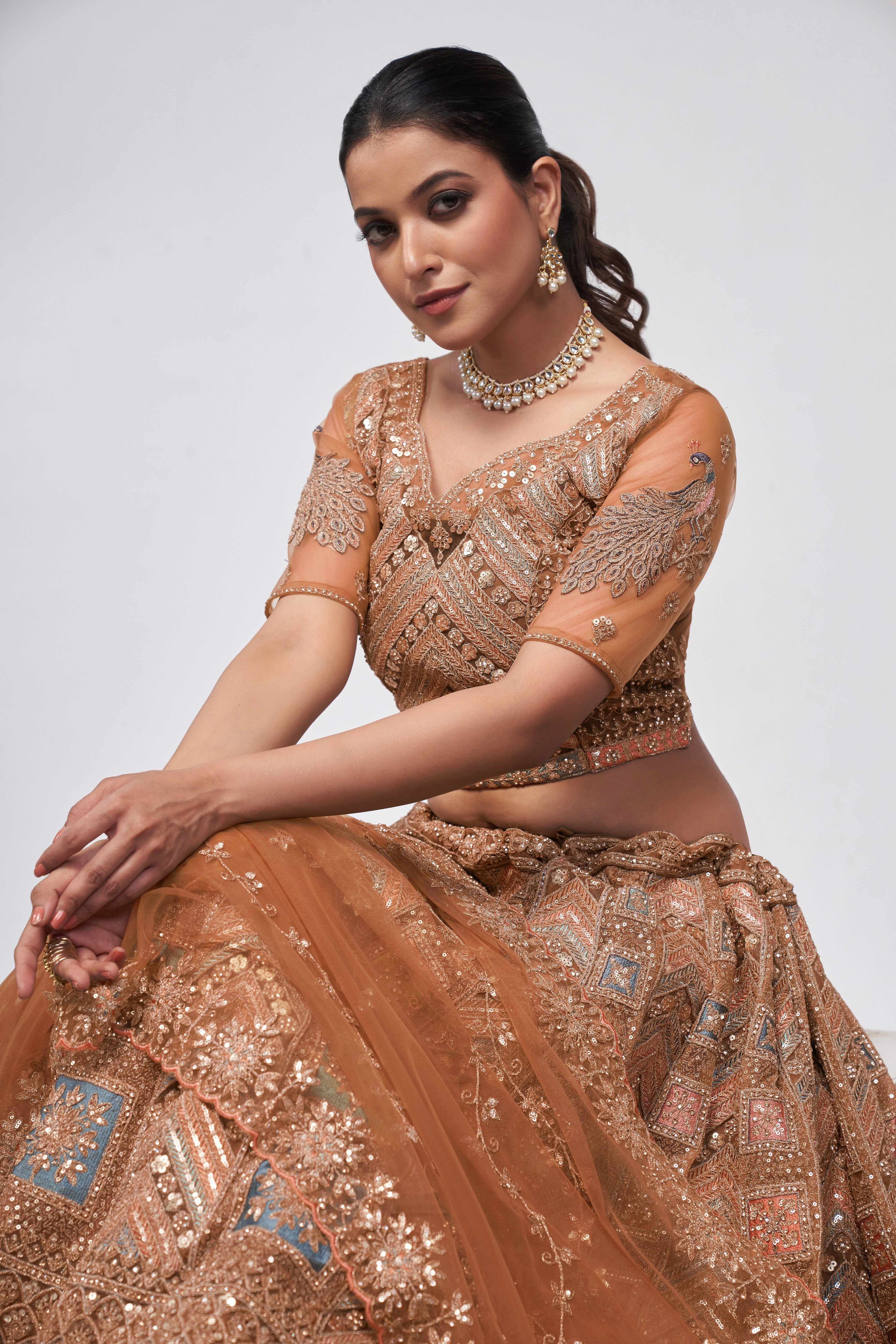Elegant Rust Bridal Lehenga Set