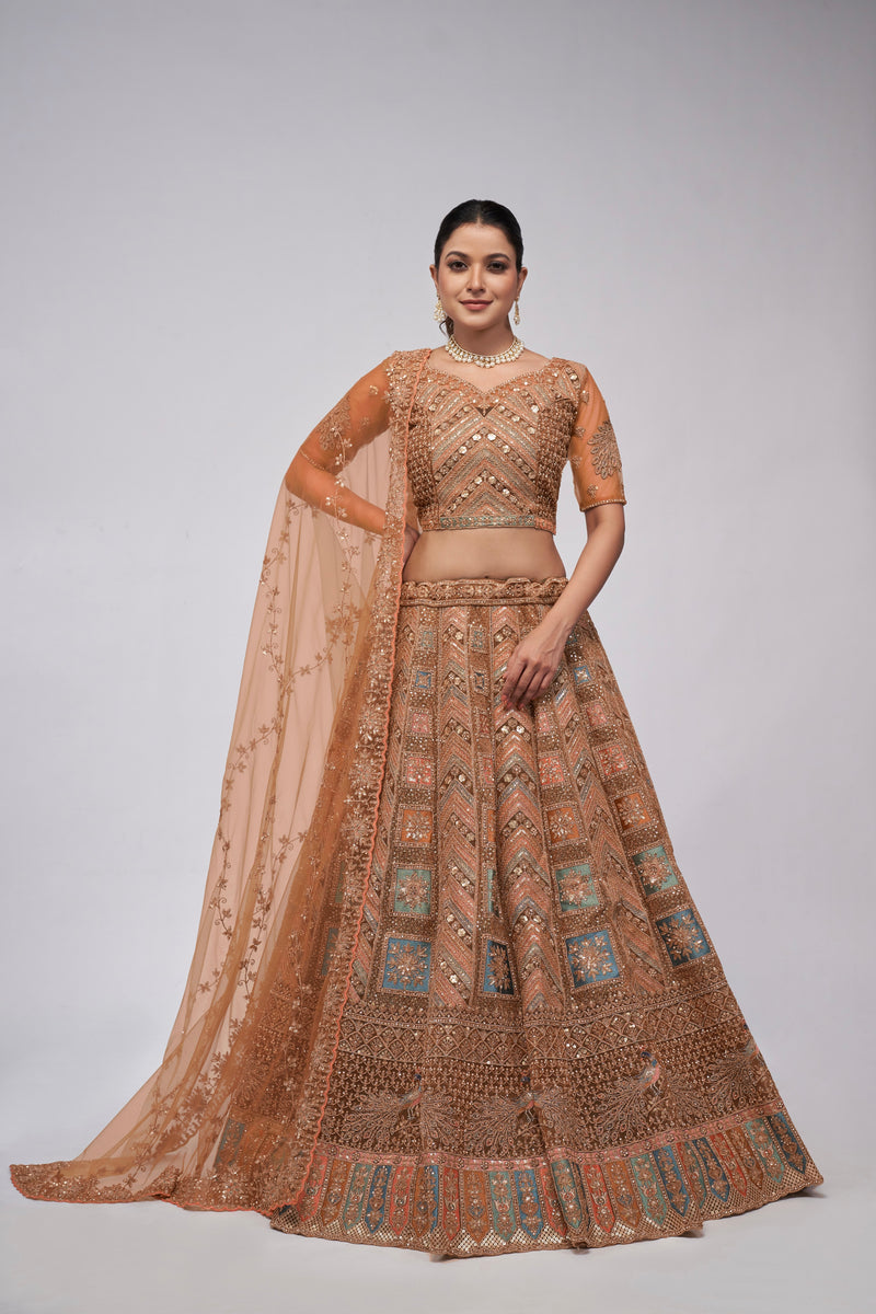 Elegant Rust Bridal Lehenga Set