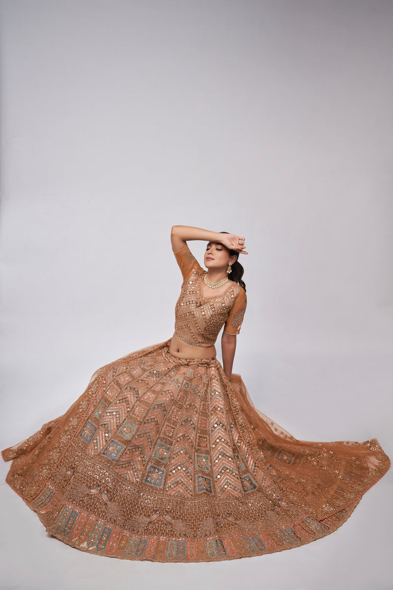 Elegant Rust Bridal Lehenga Set