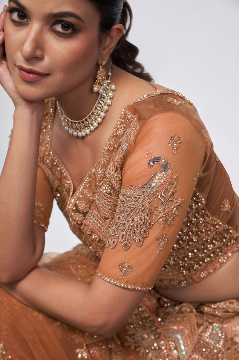 Elegant Rust Bridal Lehenga Set