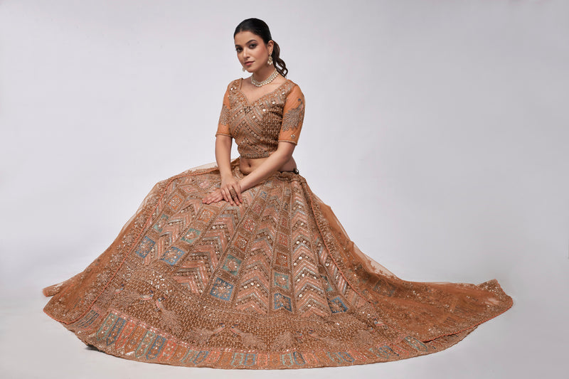Elegant Rust Bridal Lehenga Set