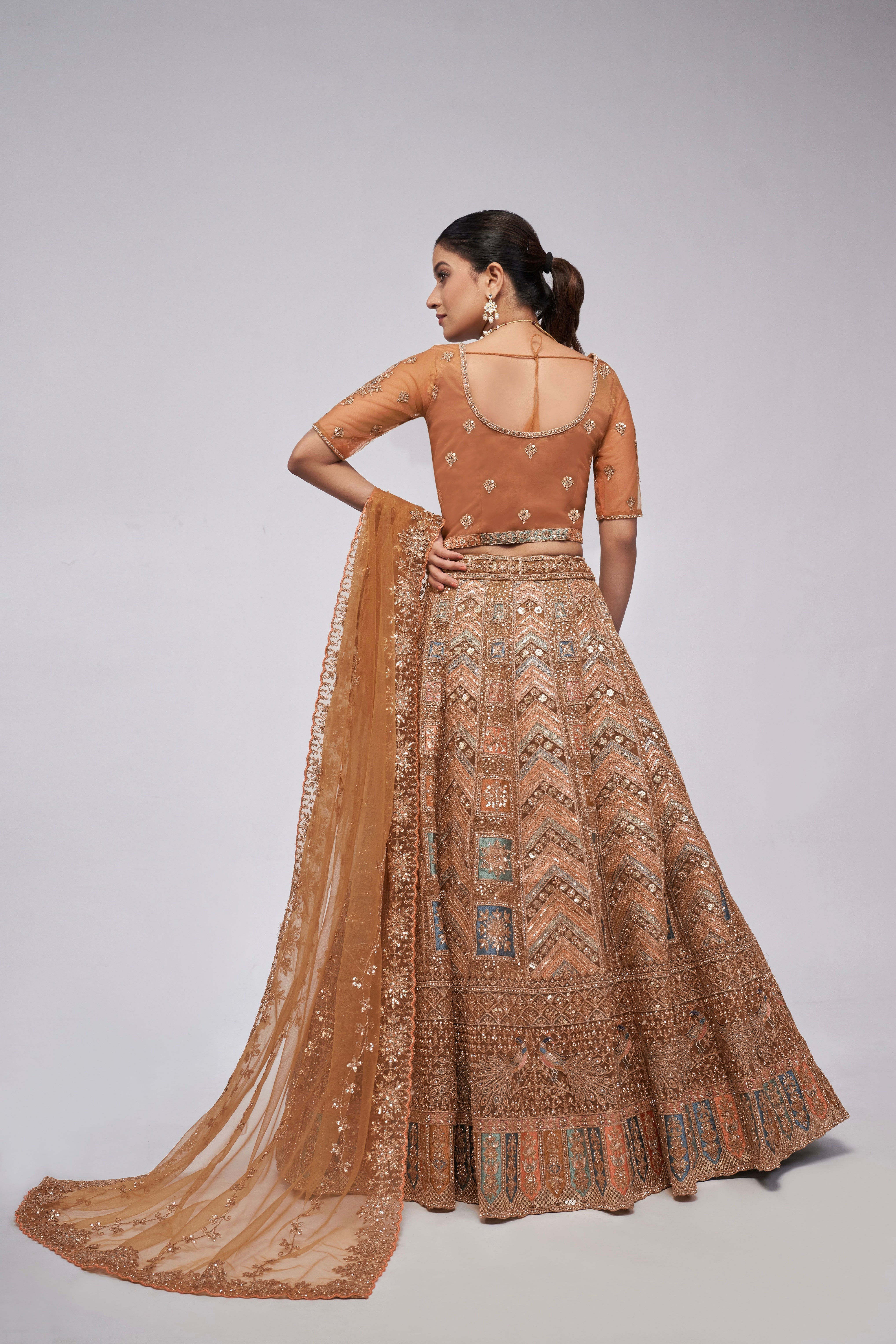 Elegant Rust Bridal Lehenga Set