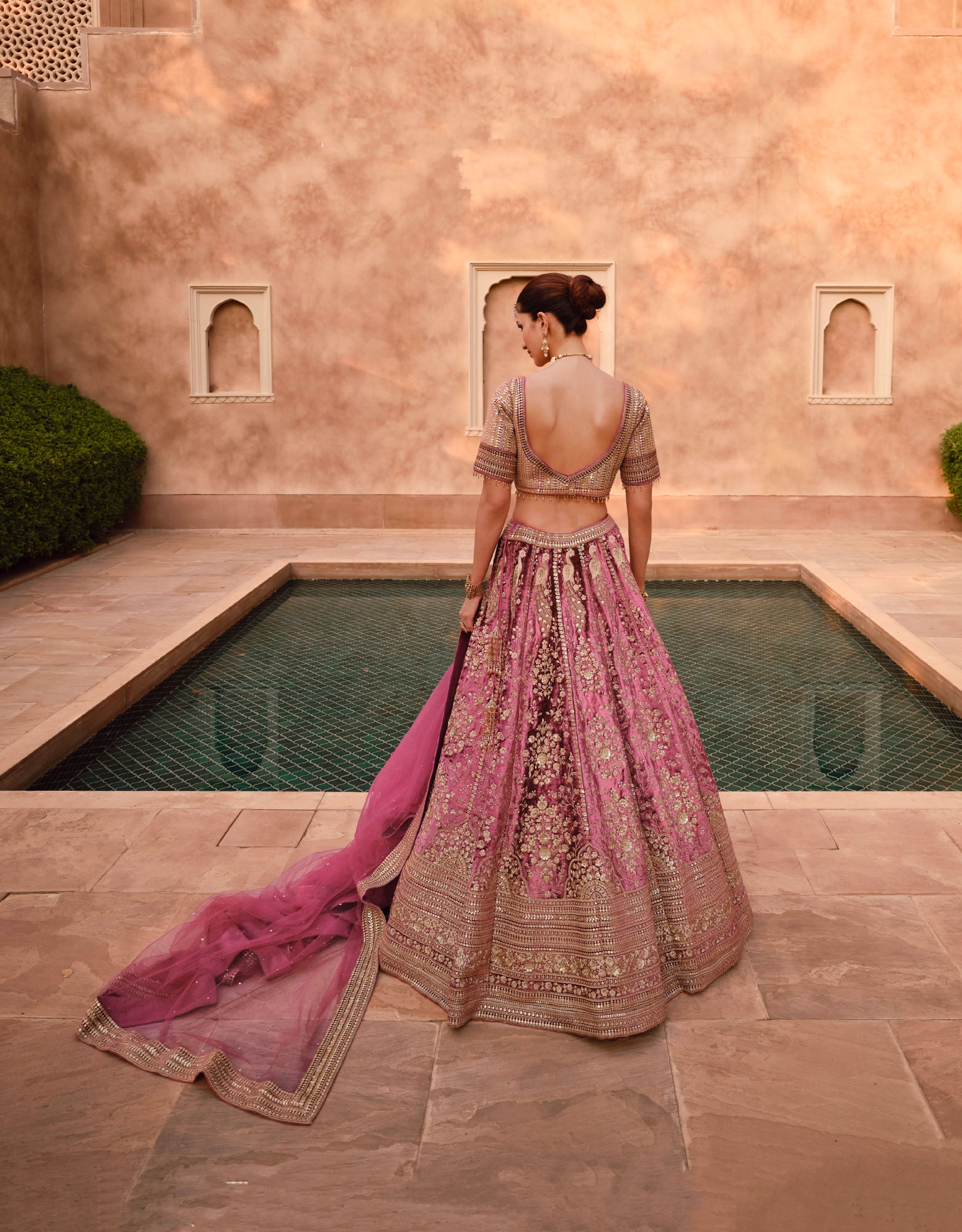 Mauve lehenga choli with handwork blouse and dupatta