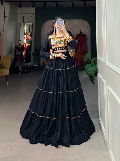Party Wear Pure Rayon Navratri Traditional Lehenga Choli With Jacket