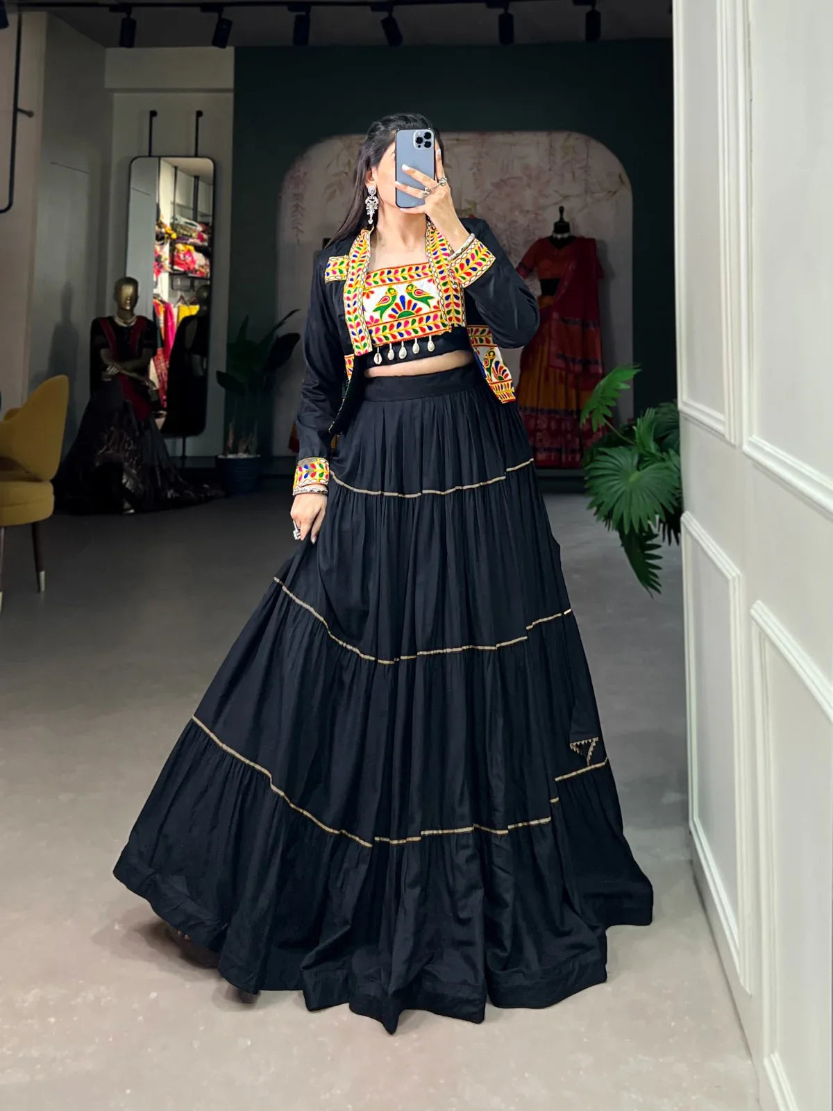 Party Wear Pure Rayon Navratri Traditional Lehenga Choli With Jacket