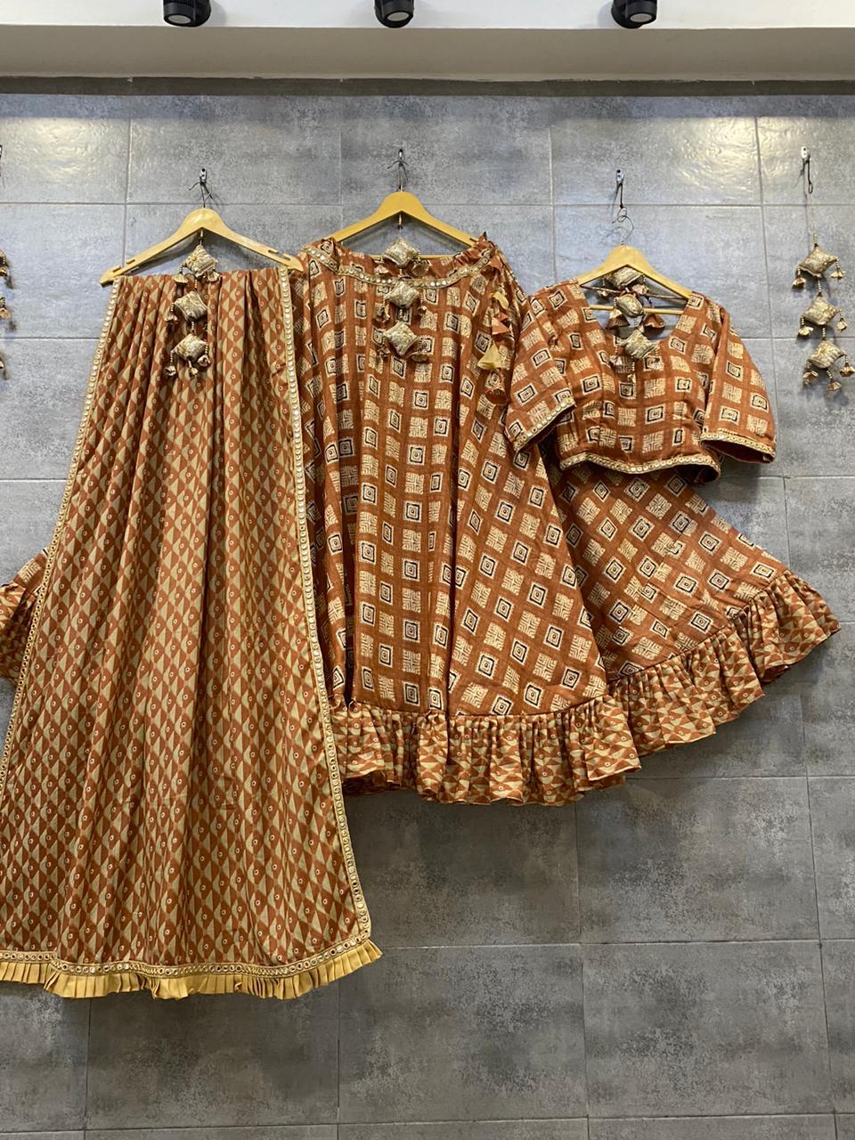 Printed Cotton Kalamkari Lehenga Choli