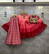 Red Shaded Camric Cotton Chaniya Choli with Gamthi Mirror Lace