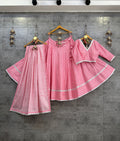 Pink Pure Camric Cotton Chaniya Choli with Fancy Gamthi Mirror Lace