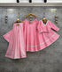 Pink Pure Camric Cotton Chaniya Choli with Fancy Gamthi Mirror Lace