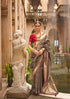 Brown and Gold Banarasi Silk Saree with Jacquard Weaving and Blouse