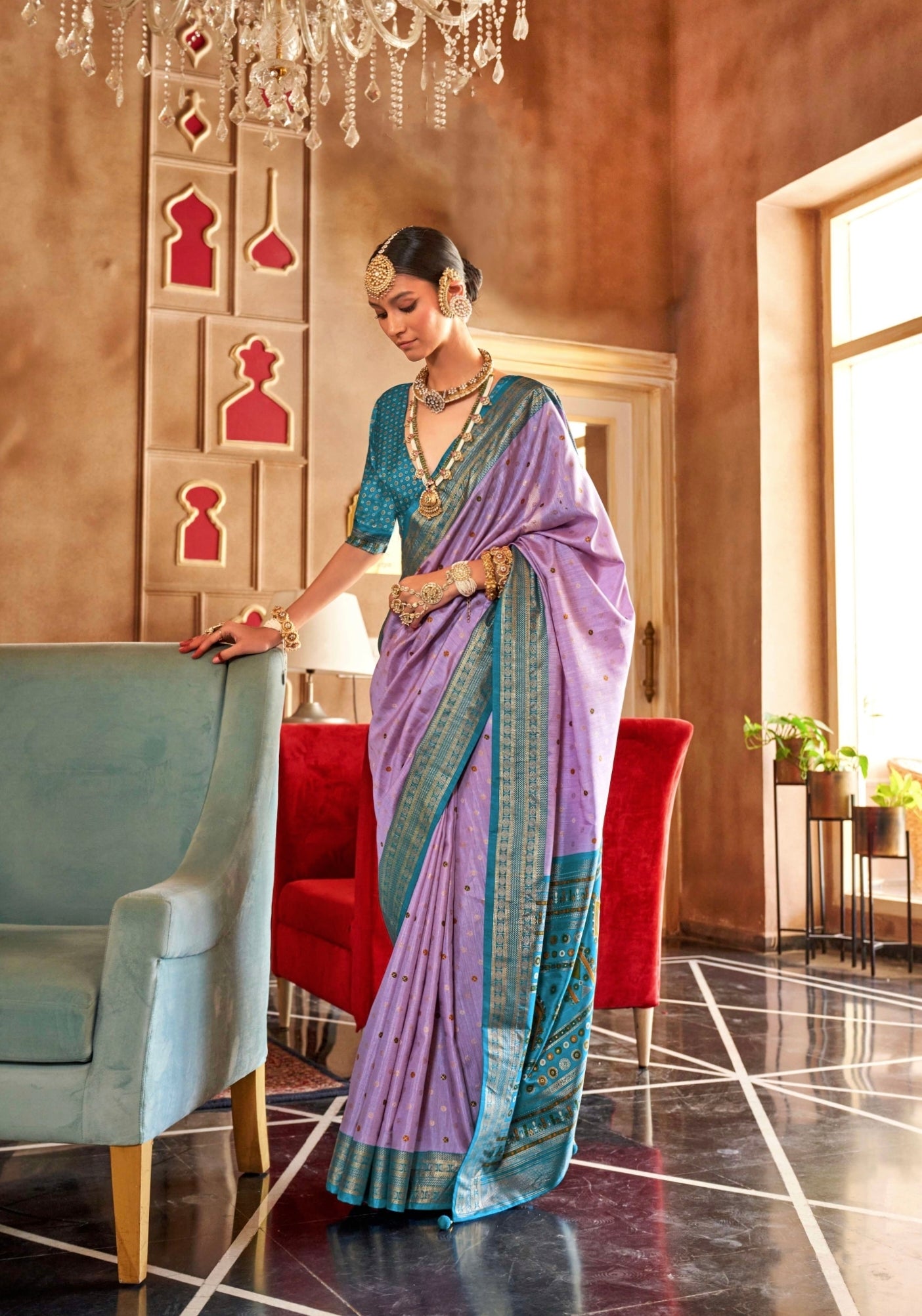 Sky Blue and Purple Mercerizer Sigma Silk Patola Saree with Sambalpuri ...