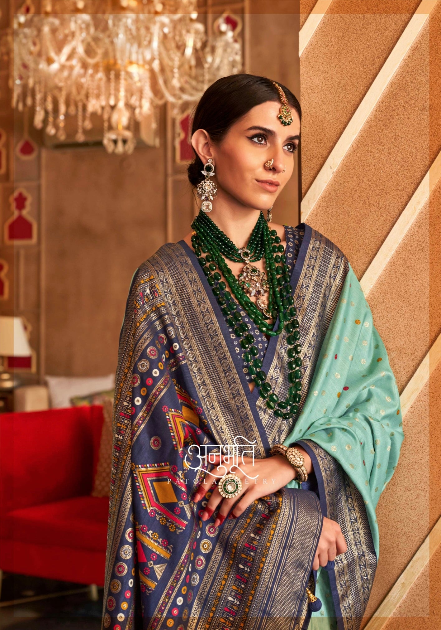 Sea Green and Grey Mercerizer Sigma Silk Patola Saree with Sambalpuri ...