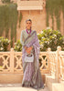 Mauve and Grey Super Pv Raw Silk Saree with Foil Print 