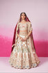 Cream Pure Silk Sequins Embroidery Bridal Lehenga Choli & Dupatta