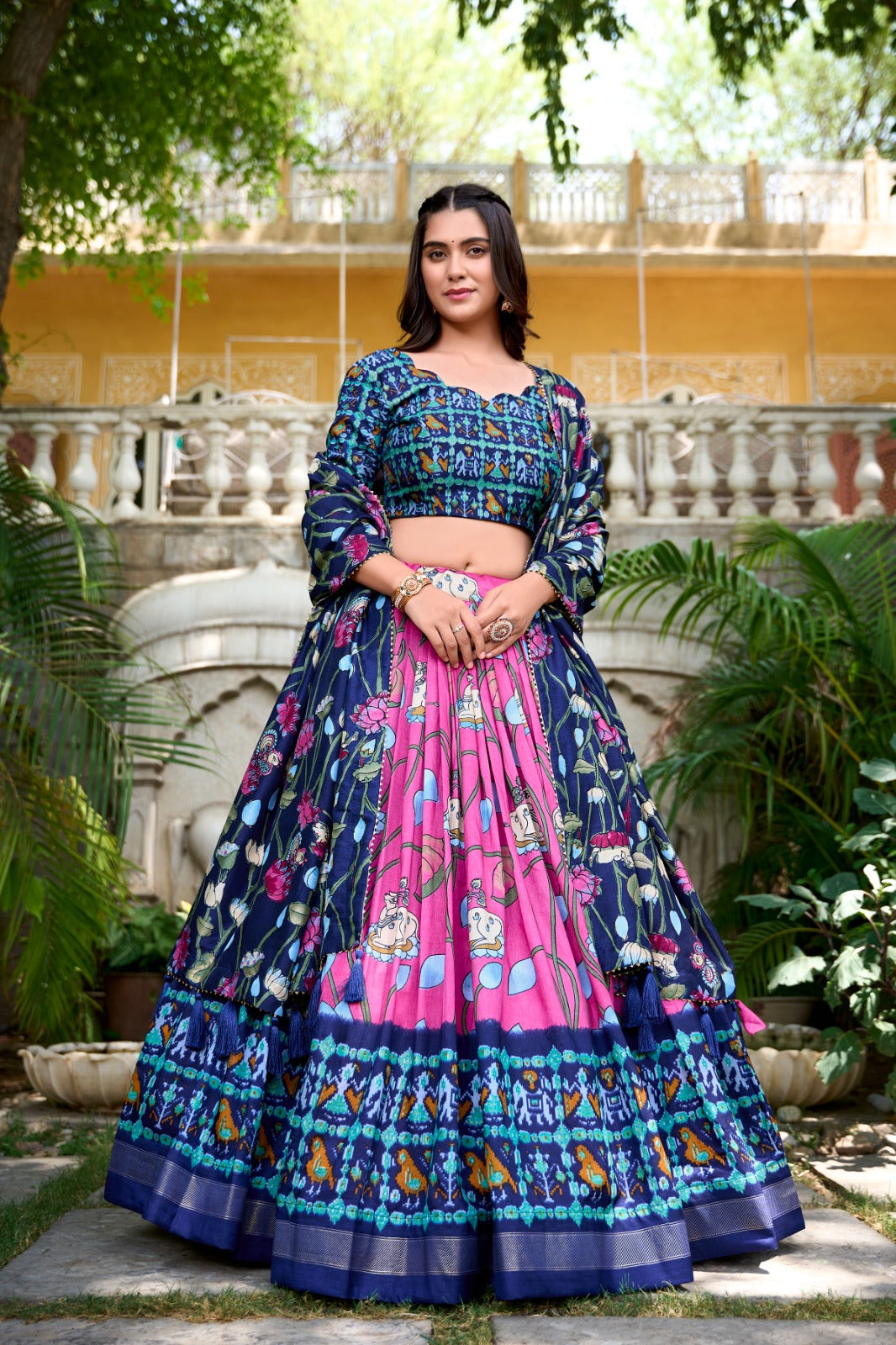 Navaratri Pichwai &amp; Patola Printed Lehenga Choli