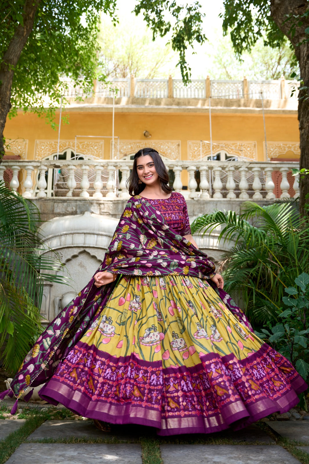 Navaratri Pichwai &amp; Patola Printed Lehenga Choli