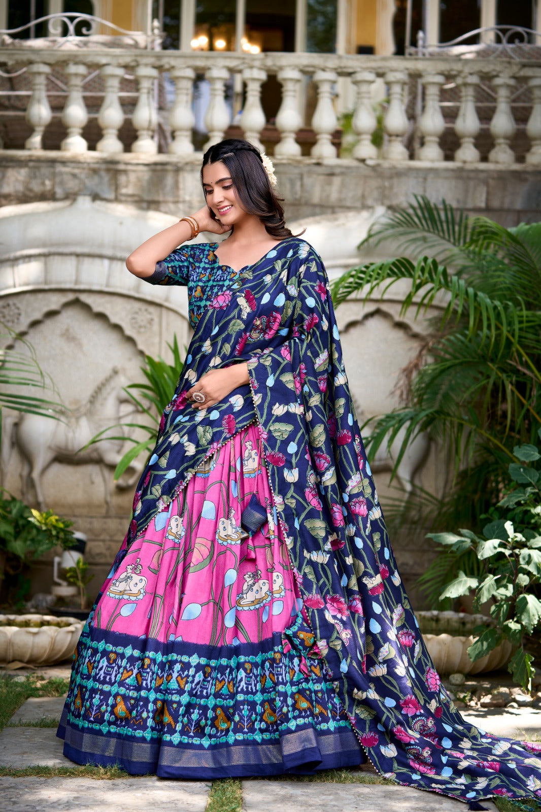Navaratri Pichwai &amp; Patola Printed Lehenga Choli