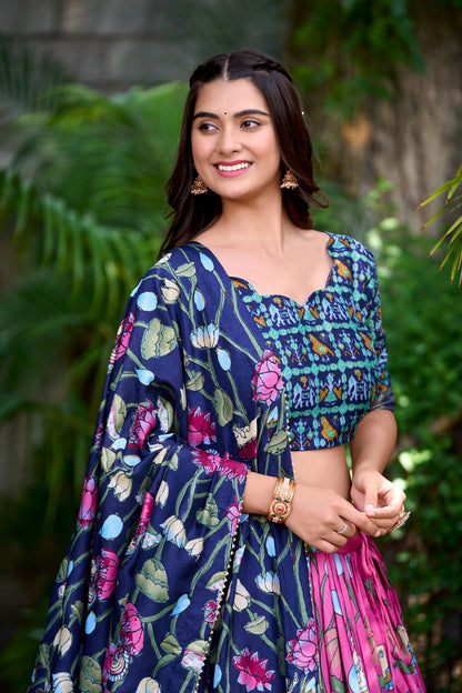 Navaratri Pichwai &amp; Patola Printed Lehenga Choli