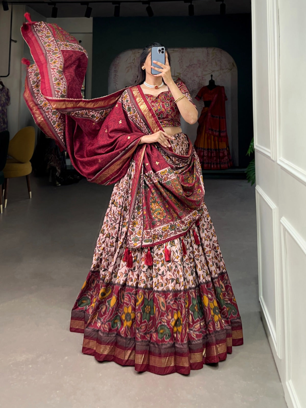 Navaratri Floral Print With Foil Print Lehenga Choli