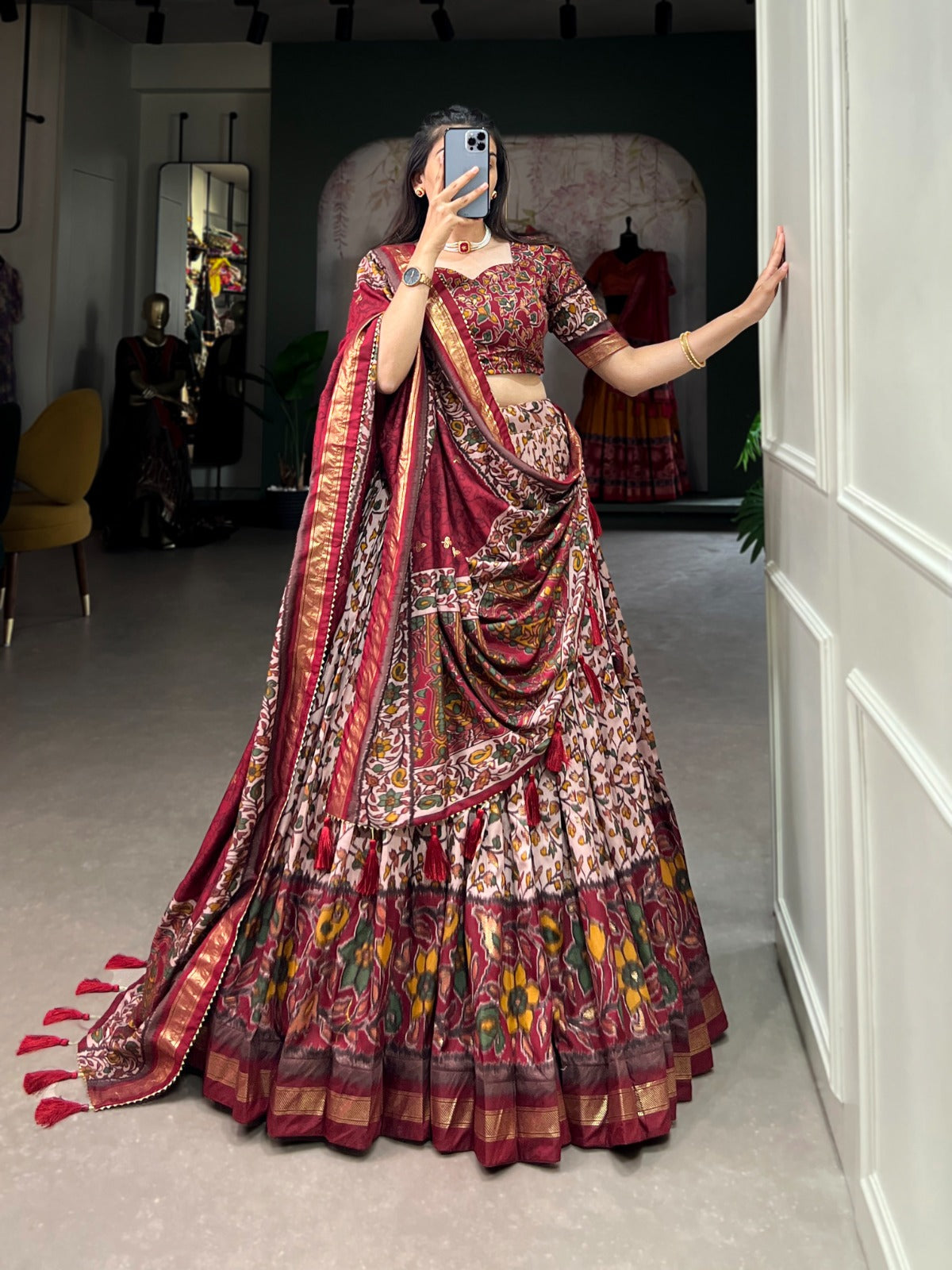 Navaratri Floral Print With Foil Print Lehenga Choli