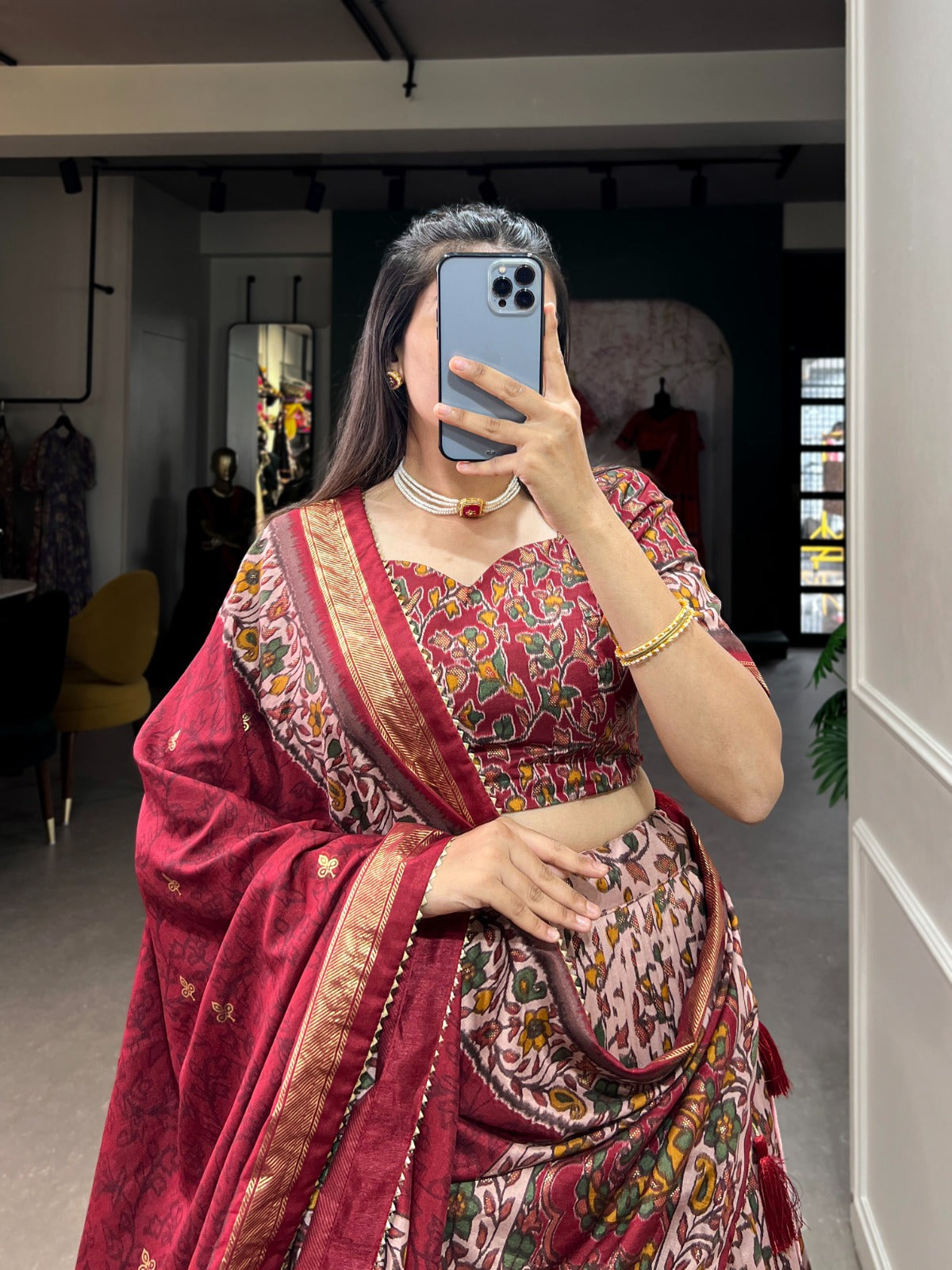 Navaratri Floral Print With Foil Print Lehenga Choli
