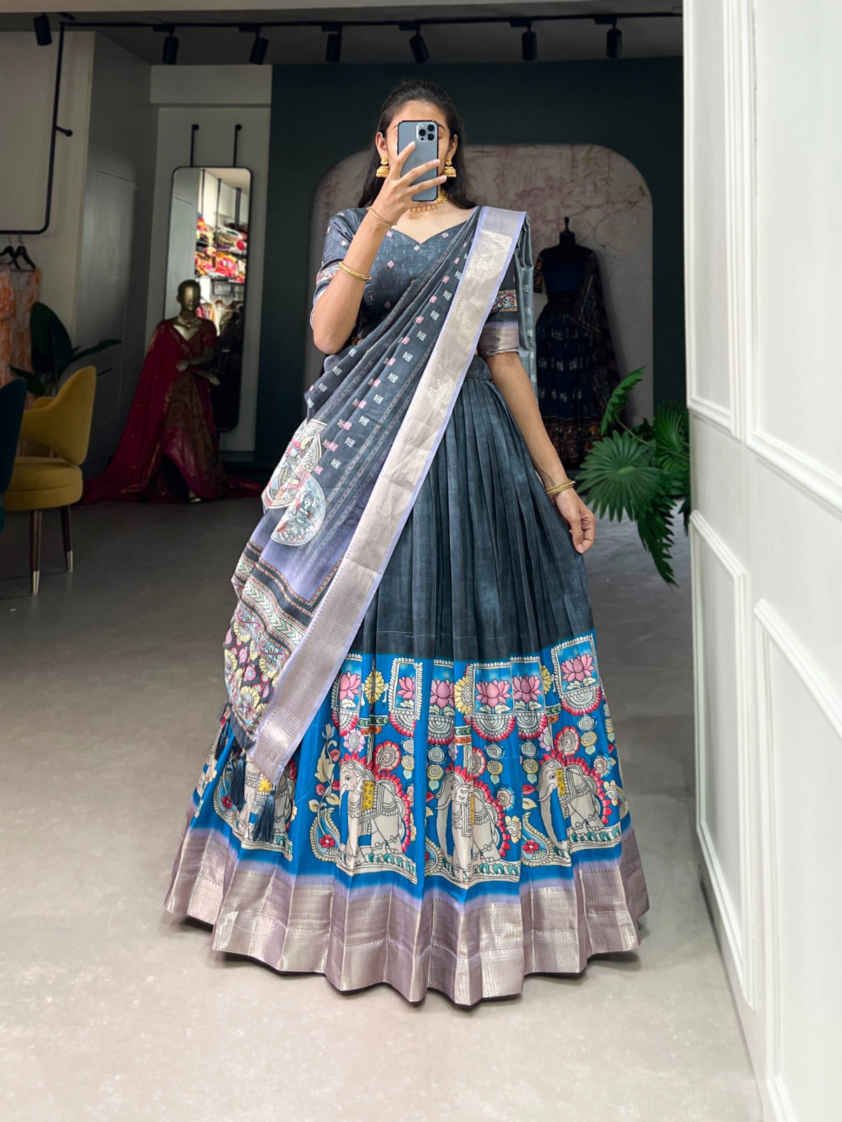 Navaratri Kalamkari Print Lehenga Choli