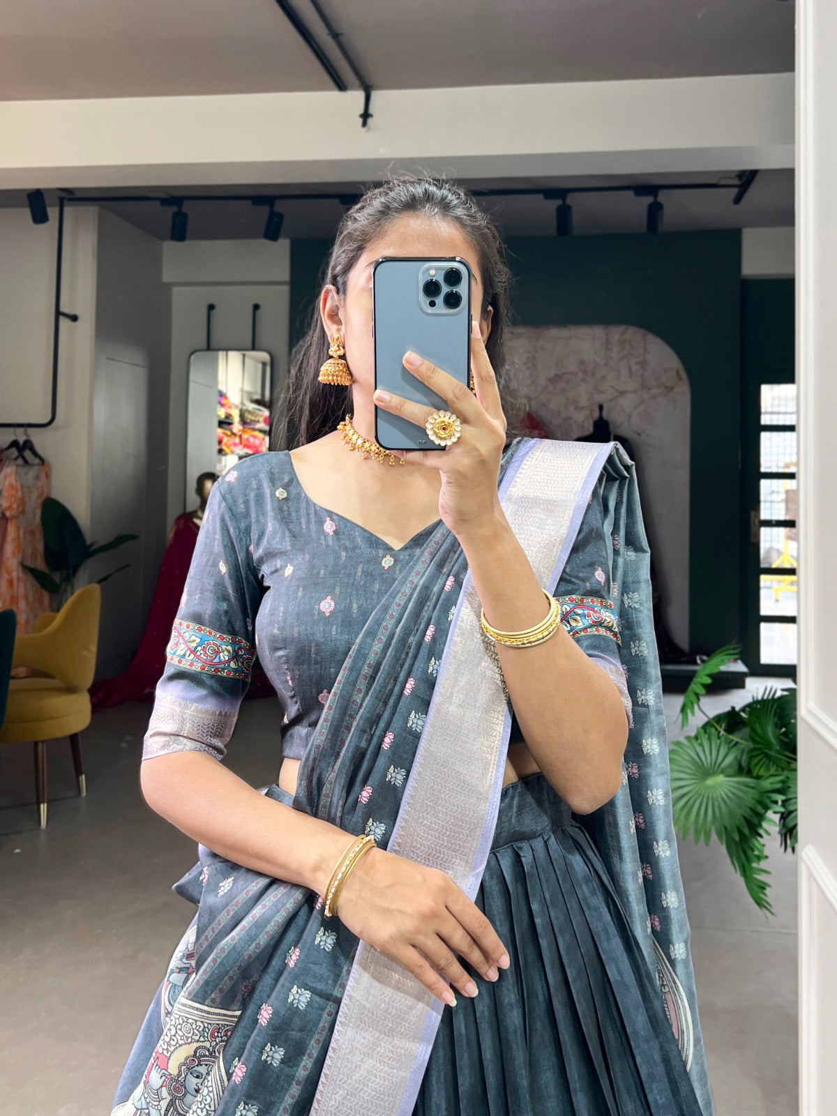 Navaratri Kalamkari Print Lehenga Choli