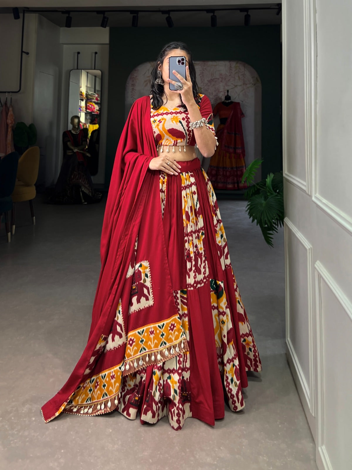 Navaratri Rayon With Printed Silk Lehenga Choli