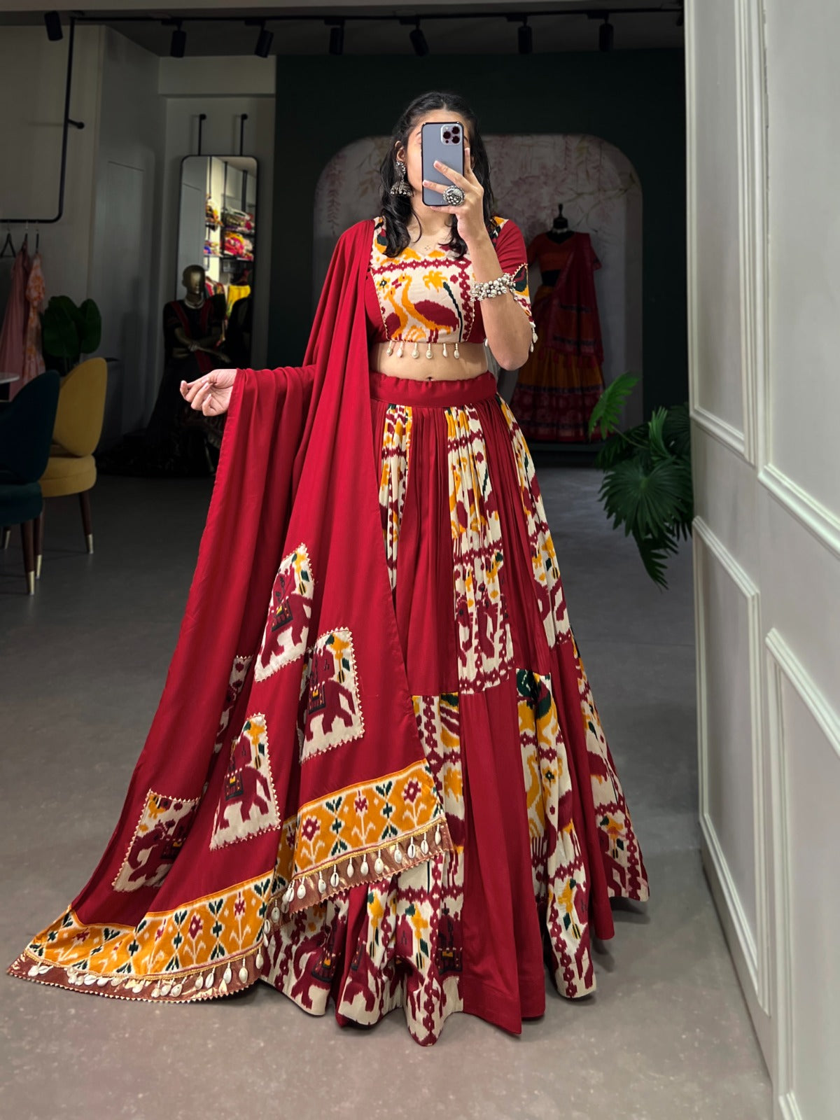 Navaratri Rayon With Printed Silk Lehenga Choli