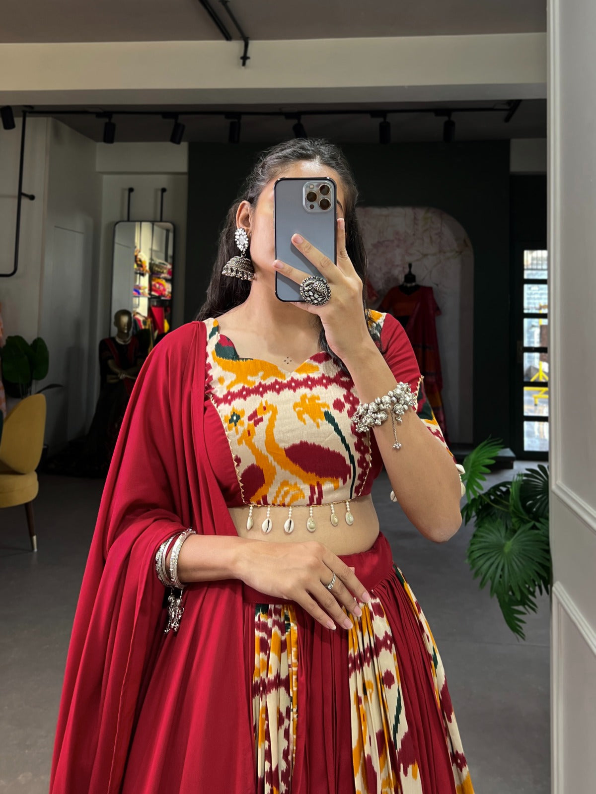 Navaratri Rayon With Printed Silk Lehenga Choli