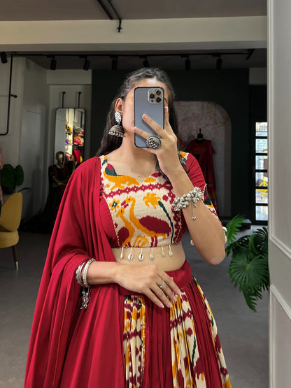 Navaratri Rayon With Printed Silk Lehenga Choli