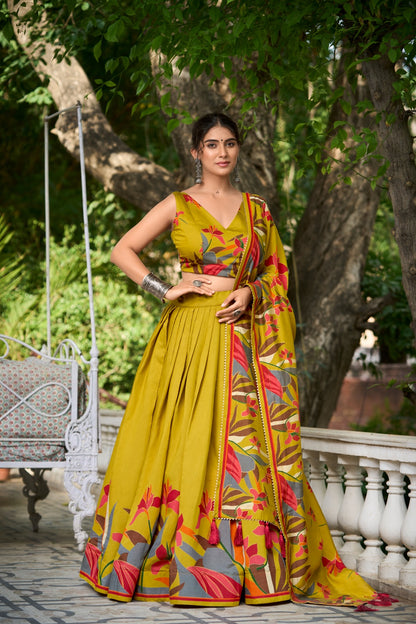 Navaratri Devasree Floral Print With Foil Work Lehenga Choli