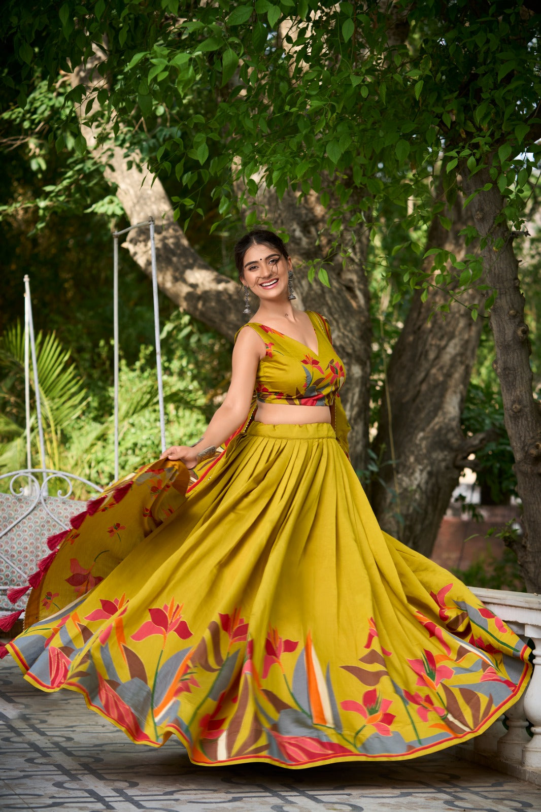 Navaratri Devasree Floral Print With Foil Work Lehenga Choli