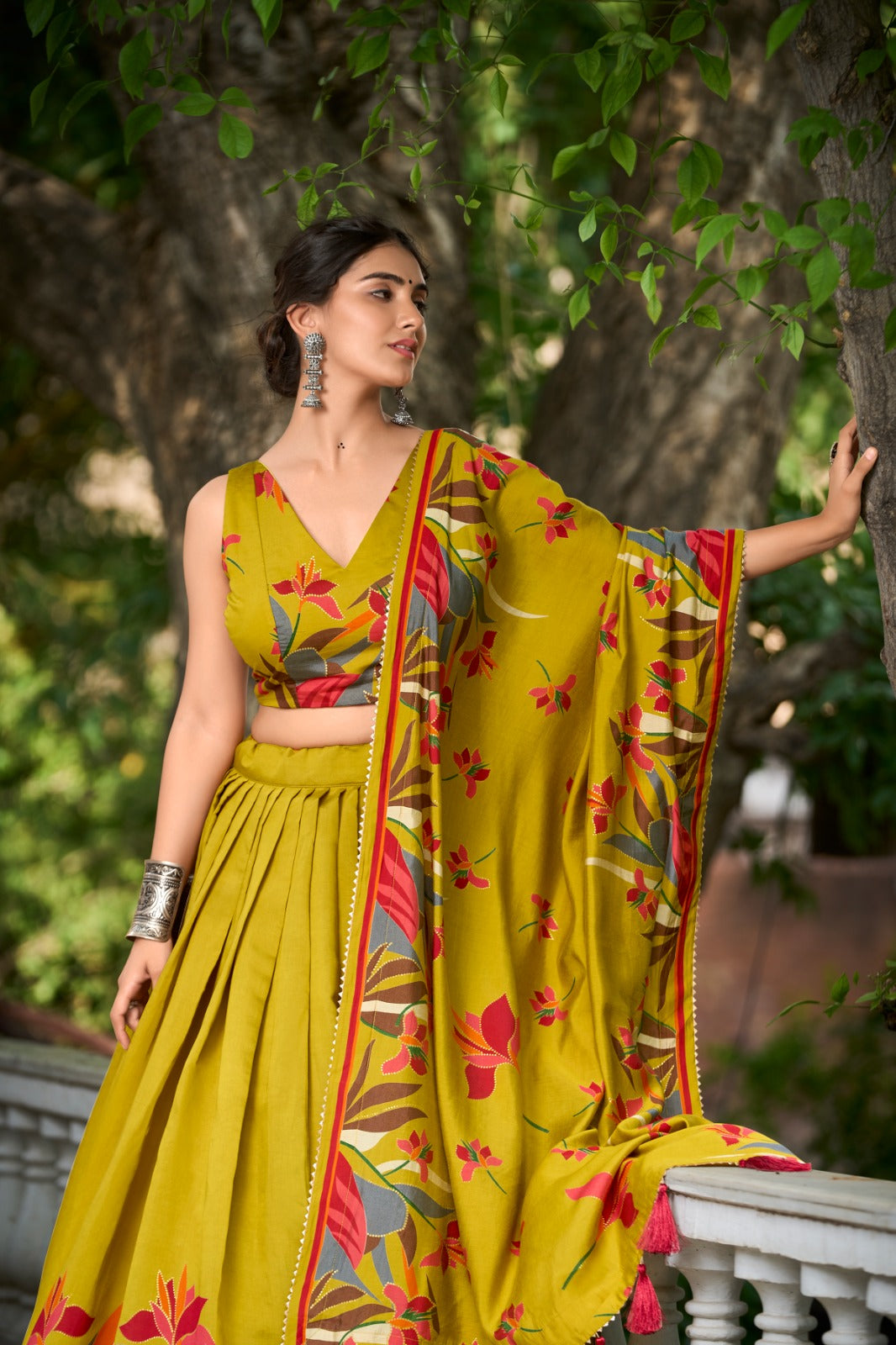 Navaratri Devasree Floral Print With Foil Work Lehenga Choli