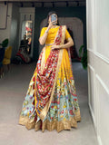 Navaratri Pure Dola Silk With Kalamkari Print Lehenga Choli