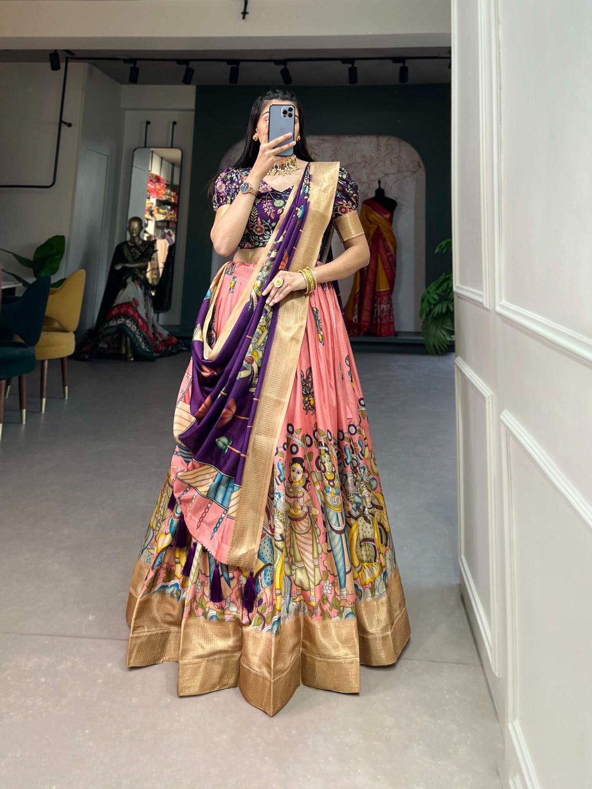 Navaratri Leheriya With Foil Print Lehenga Choli