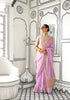 Lavender Chiffon Handloom Saree with Zari Lining and Jacquard Blouse