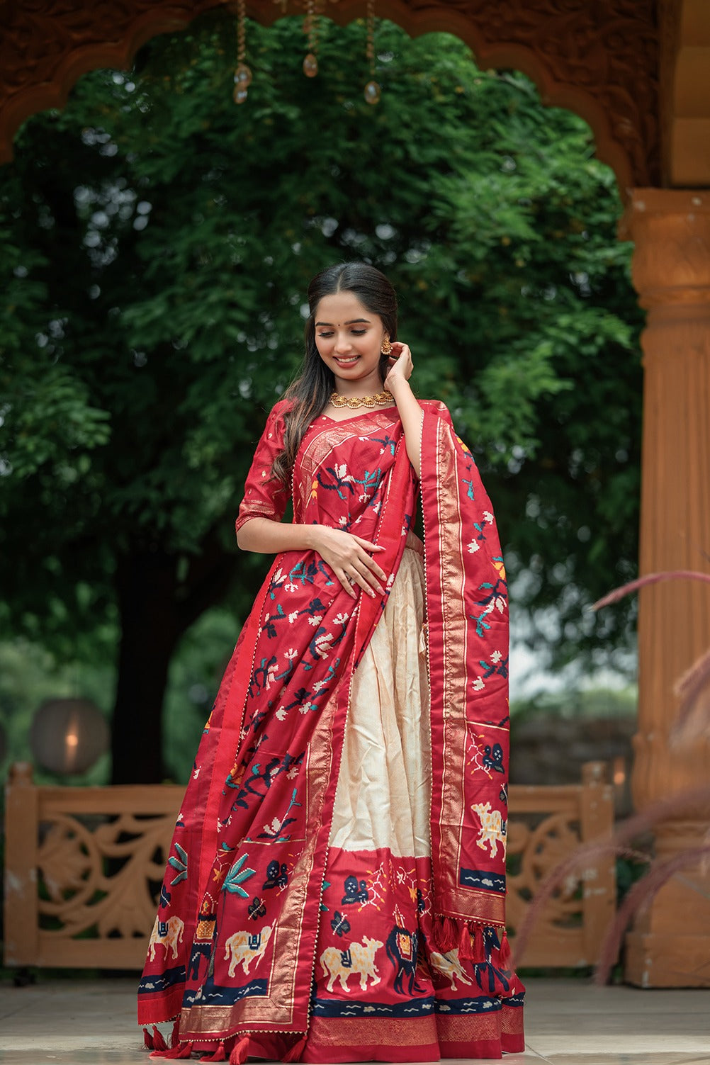 Printed Foil Work Lehenga Choli