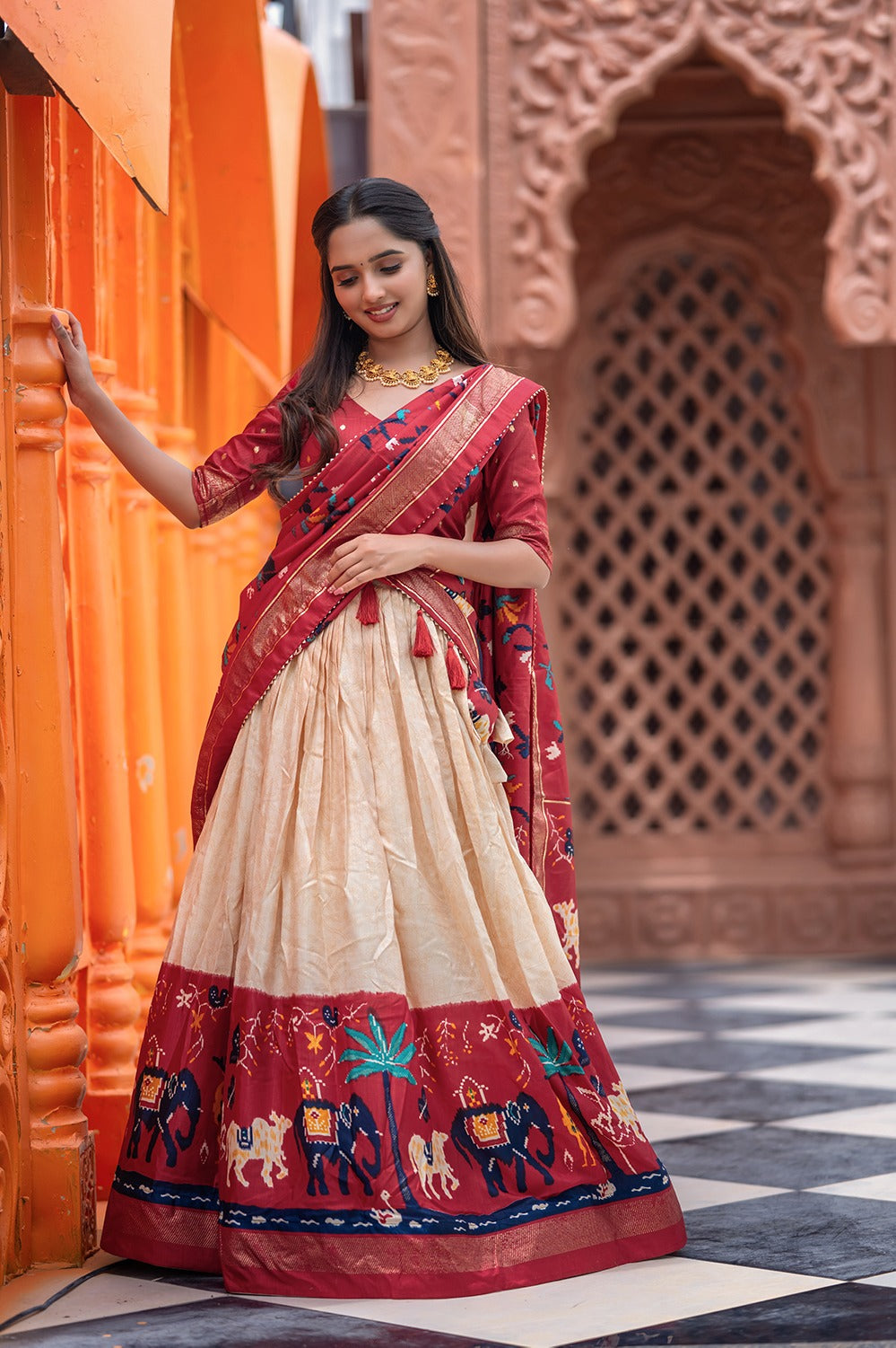 Printed Foil Work Lehenga Choli