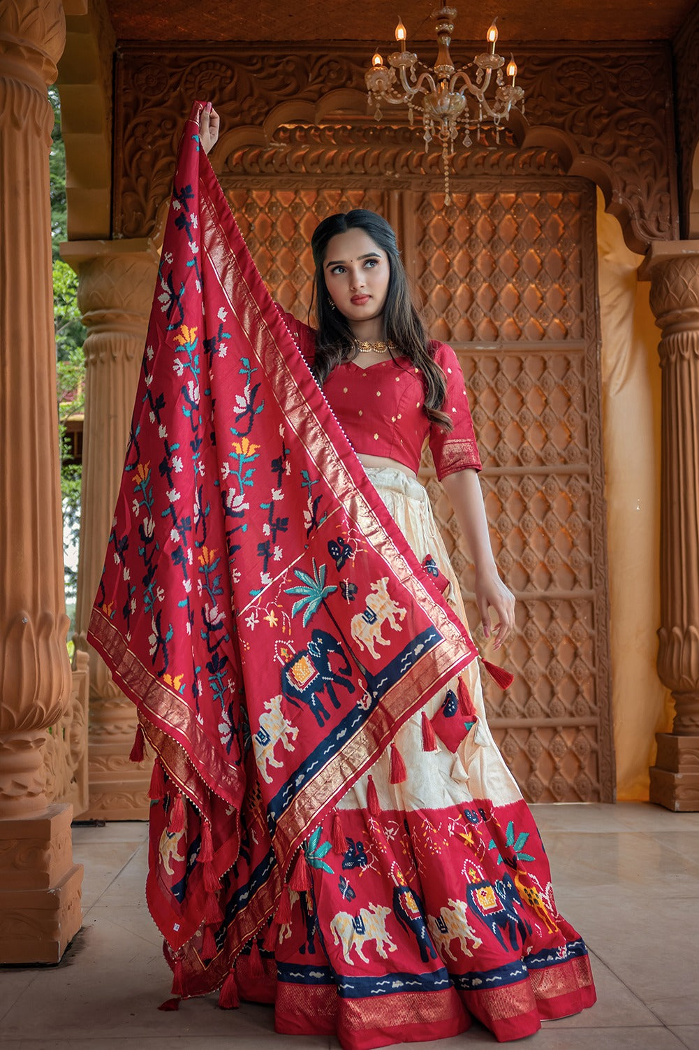 Printed Foil Work Lehenga Choli
