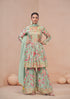 Mint Green Floral Chinon Print Anarkali Suit with Dupatta