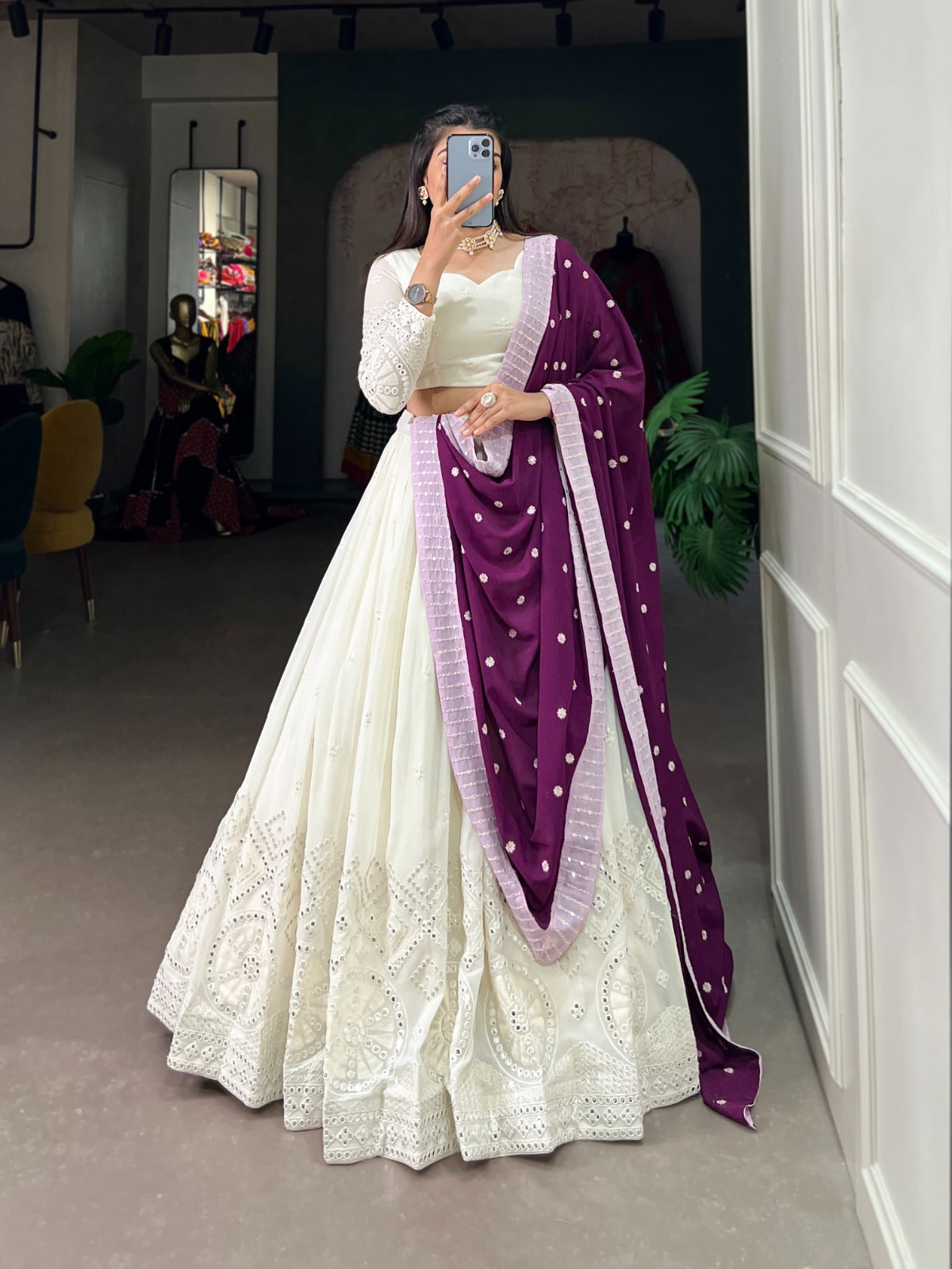 Mirror work lehenga choli on sale