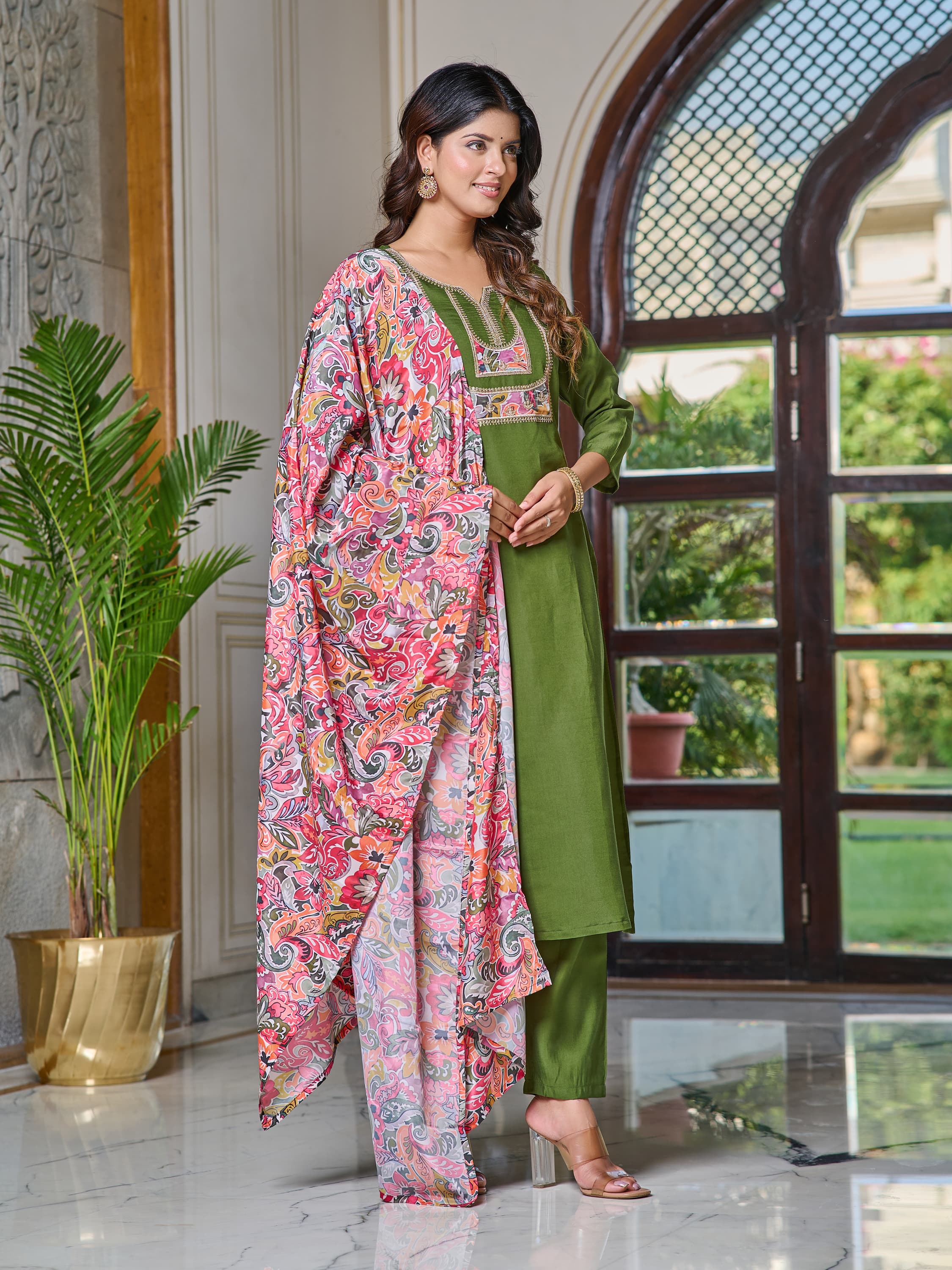 Women's Designer Party Wear Pure Reyon Chanderi Silk Salwar Suit