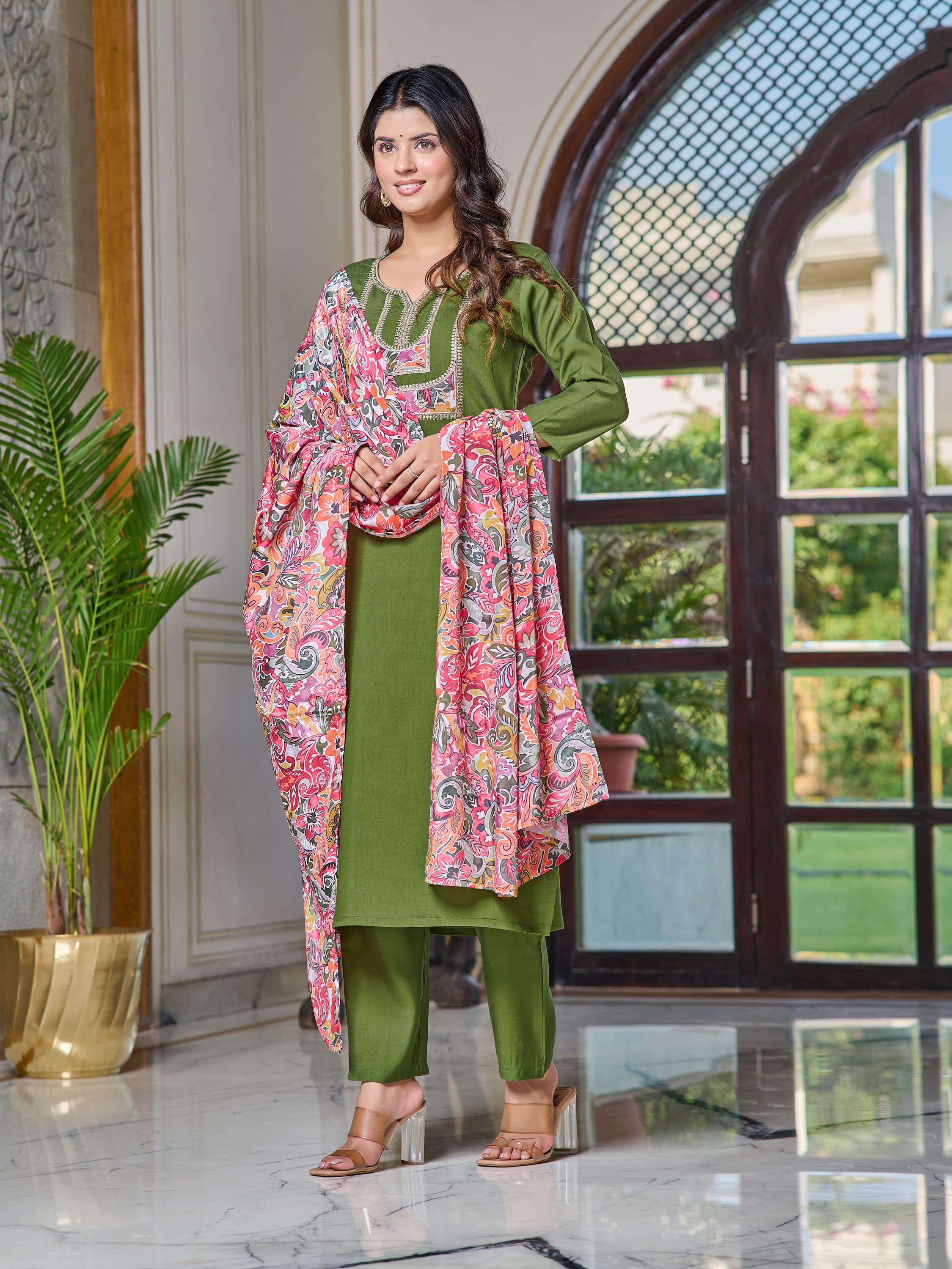 Women's Designer Party Wear Pure Reyon Chanderi Silk Salwar Suit