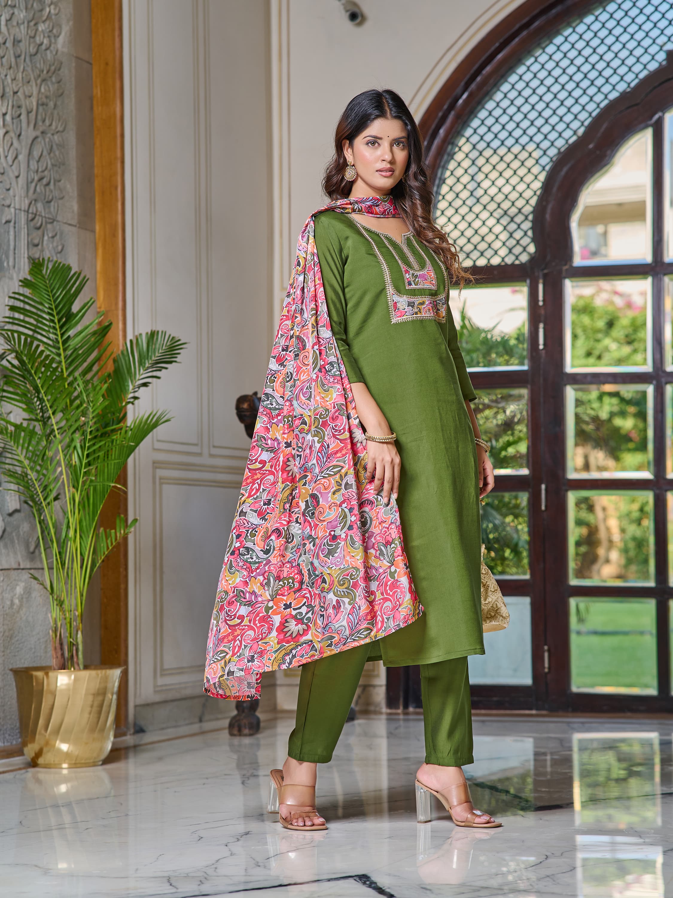 Women's Designer Party Wear Pure Reyon Chanderi Silk Salwar Suit
