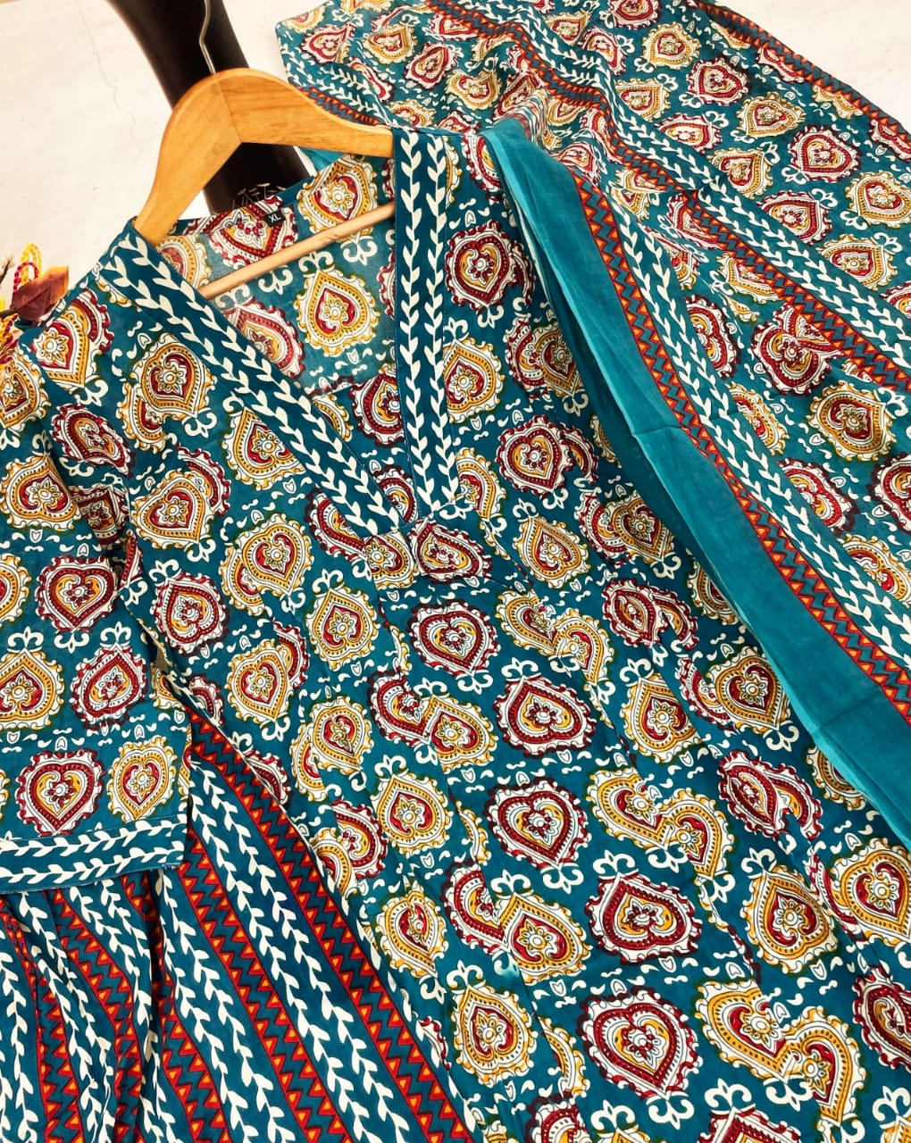 Women's Designer Party Wear Hand Block Print Pure Reyon Cotton Salwar Suit