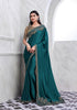 Teal Walnut Silk Saree with Heavy Embroidery and Sequin Work