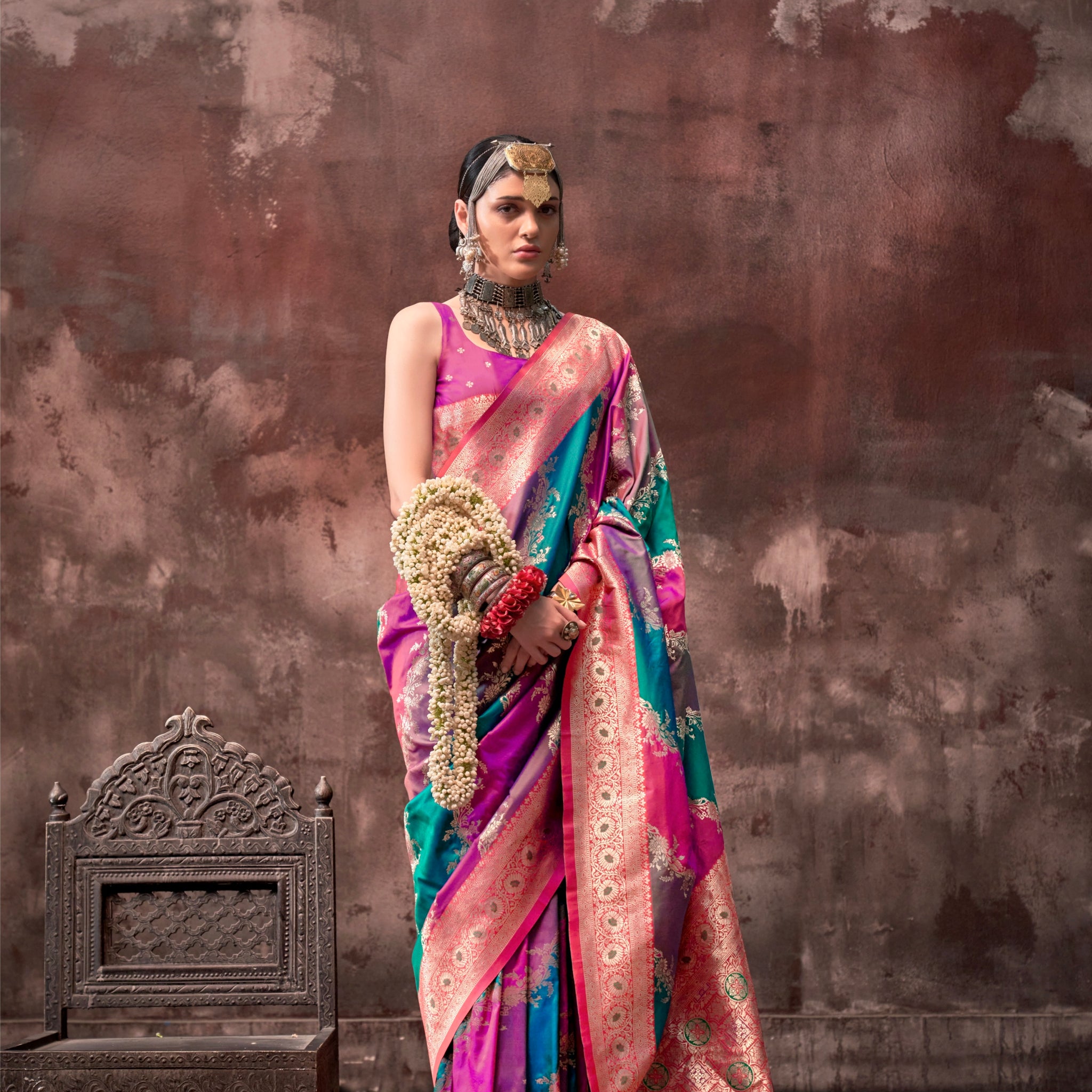 Multicolor Rangkaat Handloom Weaving Silk Saree